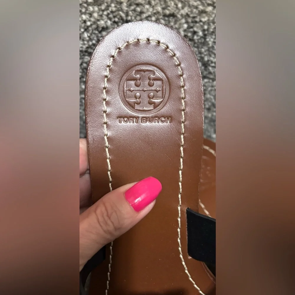 NEW Tory Burch Moore Black Leather Heeled Sandals - Picture 11 of 14